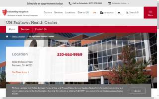 UH Fairlawn Health Center website