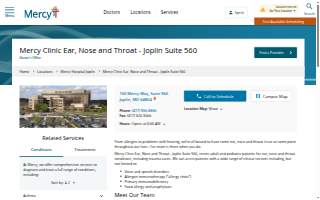 Mercy Clinic Ear, Nose and Throat - Joplin Suite 560 website