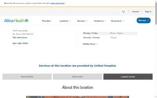 Allina Health United Family Physicians Clinic of St Paul website