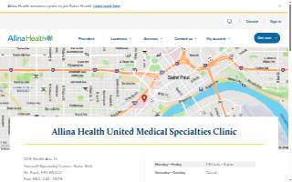 Allina Health United Medical Specialties Clinic website