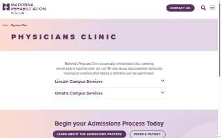 Madonna Rehabilitation Physicians Clinic website