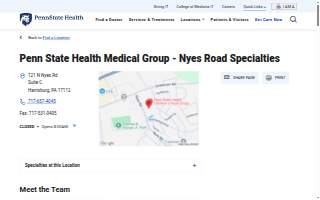Penn State Health Medical Group - Nyes Road Specialties website
