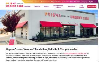 Prisma Health Urgent Care - Greenville - Woodruff Rd website