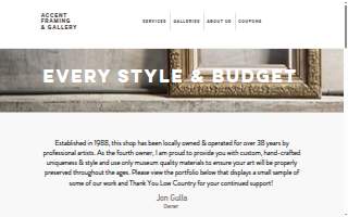 Accent Framing & Gallery website