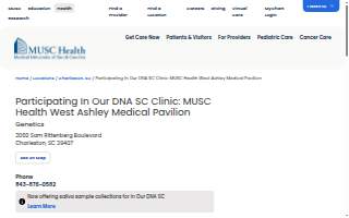 Participating In Our DNA SC Clinic: MUSC Health West Ashley Medical Pavilion website