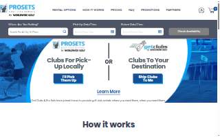 Prosets Premium Golf Club Rentals website